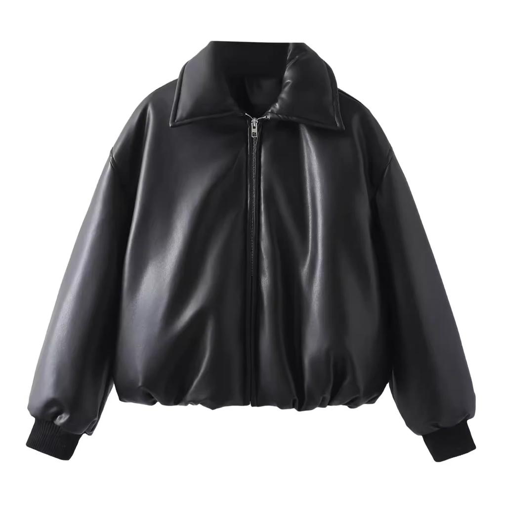 Summer New Women's Clothing, European and American French Design Sense Fashion Internet Celebrity Protein Leather Thickened Leather Cotton Coat