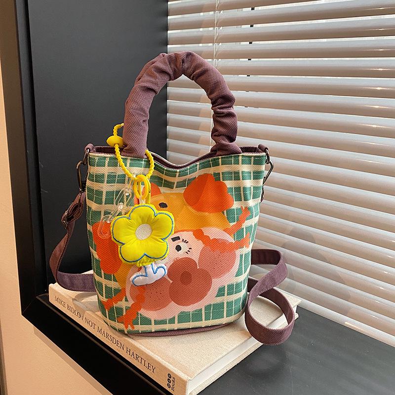 Damen Graffiti Illustration Schultertasche - Lustiges & Frisches Crossbody Bucket Design