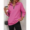 Felpa da donna con mezza zip e maniche lunghe, vestibilità ampia, casual, tinta unita, top pullover