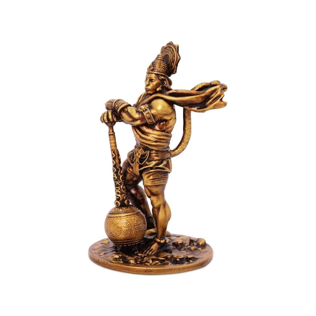 Bahubali Hanuman Ji Murti (Small, Resin, 10.6 cm x 5.3 cm) for Car Dashboard Home Decor Pooja Room Office Table Wall Bajrangbali Idol