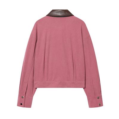   European and American Style New Women's Clothing, Corduroy Patchwork Leather Collar Jacket 2949024