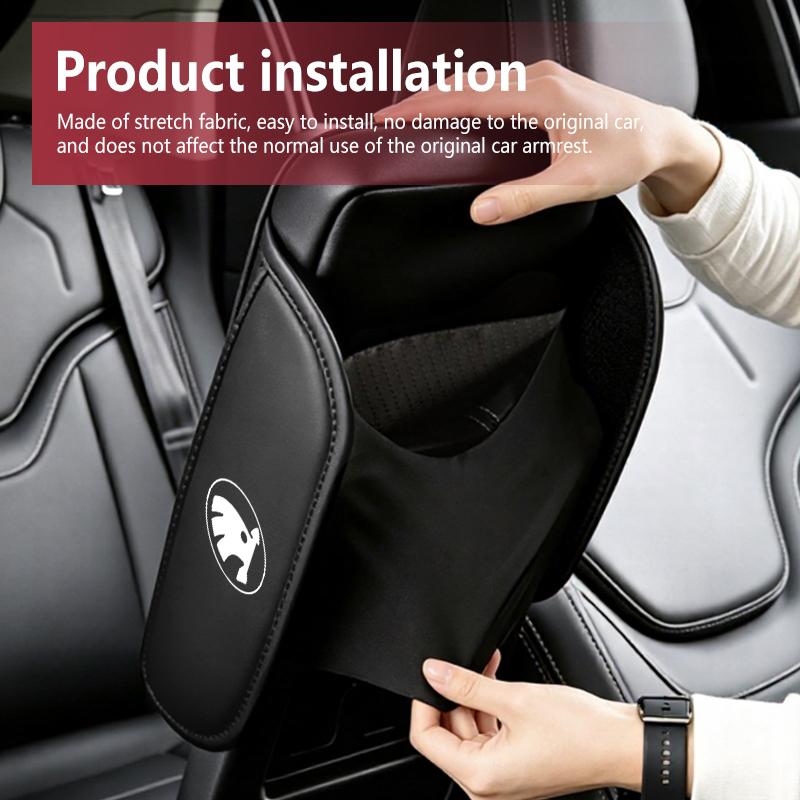 Leather Car Armrest Mat Height Support Pad Storage Accessories For Skoda Fabia 1 2 Octavia a7 RS Superb Rapid Yeti Karoq Vision  JC6