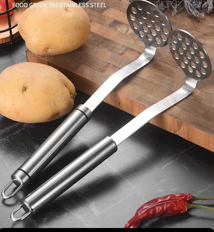 304 Stainless Steel Round Tube Handle Potato Press, Sweet Potato Pumpkin Press, Kitchen Small Tool, Tamper