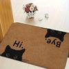 VIKAMA Doormat With ‘Hi’ And ‘Bye’ Text Adorable Black Cat Face Door Mat Machine Washable And Easy To Clean Home Decoration