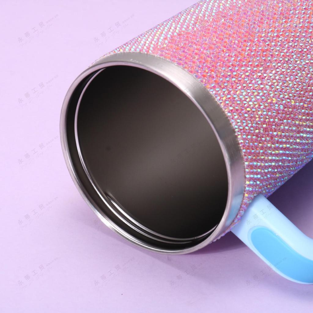 Rhinestone 40oz Stainless Steel Insulated Car Cup with Handle