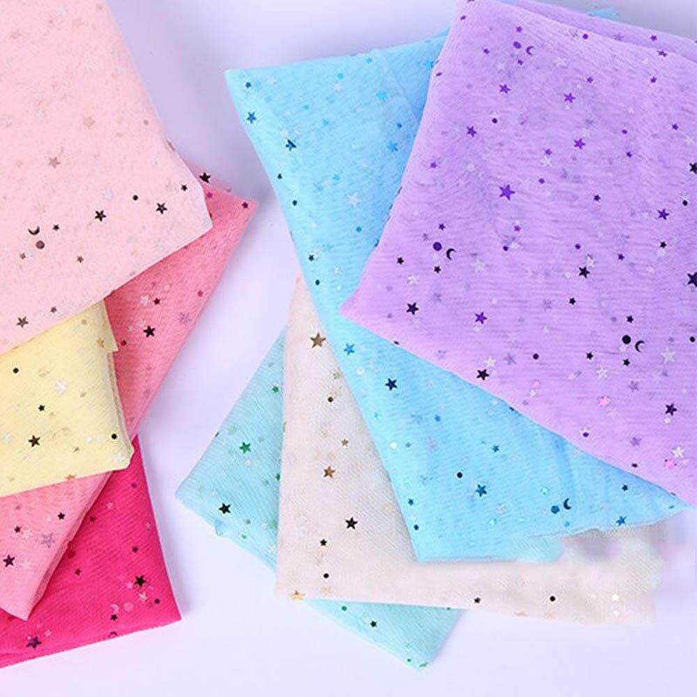 100*160cm Stjernemånenett med paljettprikk Myk gasbind For klær Sløyfe Bordtrekk Bryllupsbursdagsfest Dekorutstyr