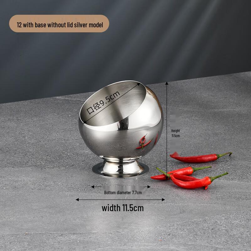 Tianze Stainless Steel Slanted Spherical Serving Bowl with Base