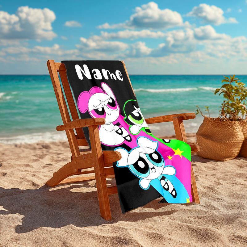 Personalized customized proof beach towel with The Powerpuff Girls pattern - soft, absorbent,quick-drying,perfect swimming,camping&bathing