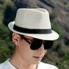 New Hat Women's Versatile Casual Straw Hat Men's Spring and Summer Seaside Vacation Fashion Casual Jazz Hat Curled Top Hat