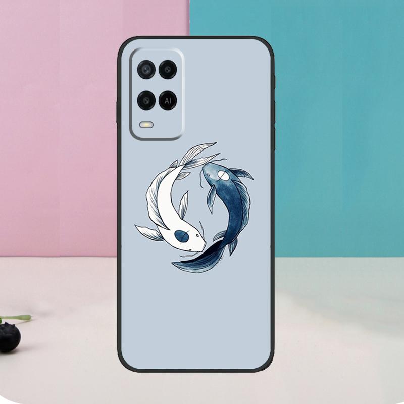 Koi Fish Yin Yang For OPPO A98 A78 A58 A5 A9 A15 A17 A57 A77 A96 A76 A16 A54 A74 A94 A52 A72 A57S A53S Case
