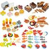 Food Brick Playset City Series Friend Accessory Parts Bread Chips Roast Chicken Pizza Hot Dog Fish Fruit Carrot Basket Classic DIY Block Bricks