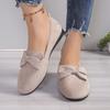 Fashion Casual Fashion Round Toe Flat Shoes 2024 Spring and Autumn Solid Color Simple Non-Slip Wear-Resistant Bow Women's Low-top Shoes