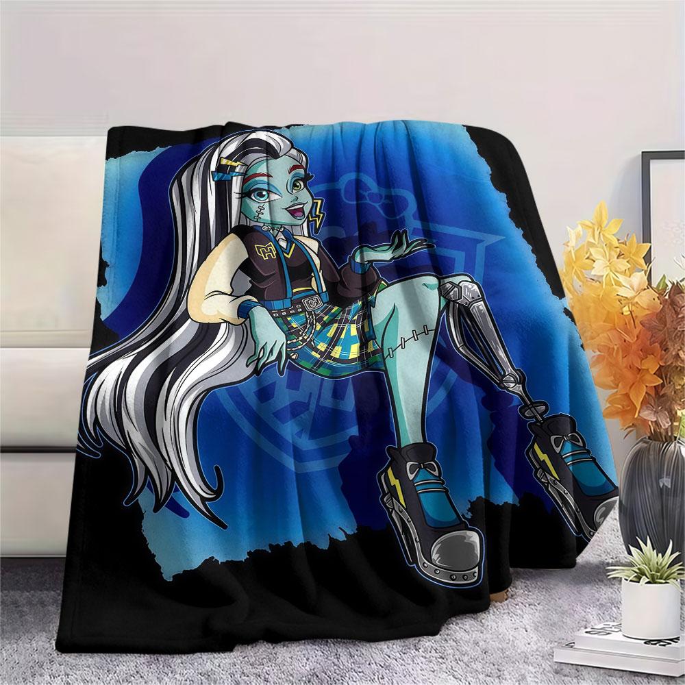 Frankie Stein Printed Flannel Blanket, Soft Throw for Bedroom Sofa, Washable, Fan Merchandise, Great Gift.