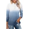 Womens Casual Loose Fit Polo Collar Top with Three Quarter Sleeves Gradient Print Pullover Henley Blouse Shirt