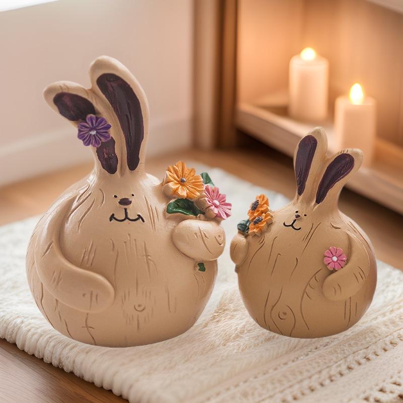 Creative Rabbit Garlic Resin Ornament - Cute Home Decor for Living Room, Desk, or Wine Cabinet
