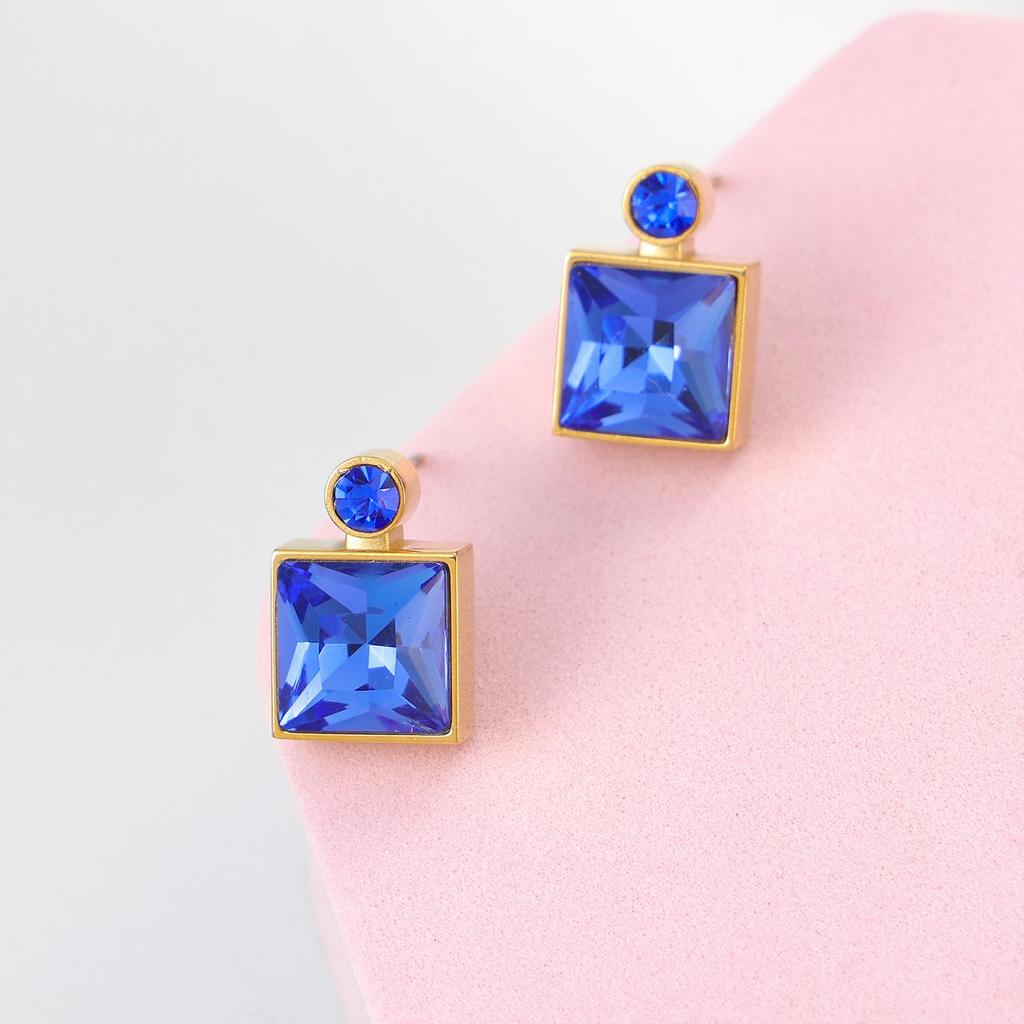 Elegant Square Perfume Bottle Necklace & Exquisite Earrings Set - Niche Design, Fashion-Forward, Unique Personality Jewelry