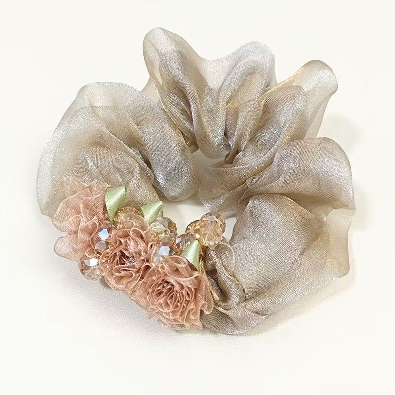 Elegant Mesh Hair Tie with Sparkling Rhinestones, High-End Luxury Hair Accessory for Women, 2025 Style