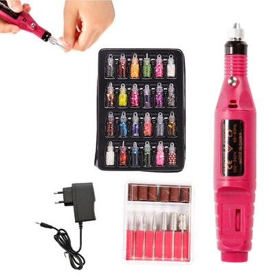 Nagelbohrstift Maschine Nail Art Polierwerkzeuge für Maniküre Nagel Glitter Art DIY Set