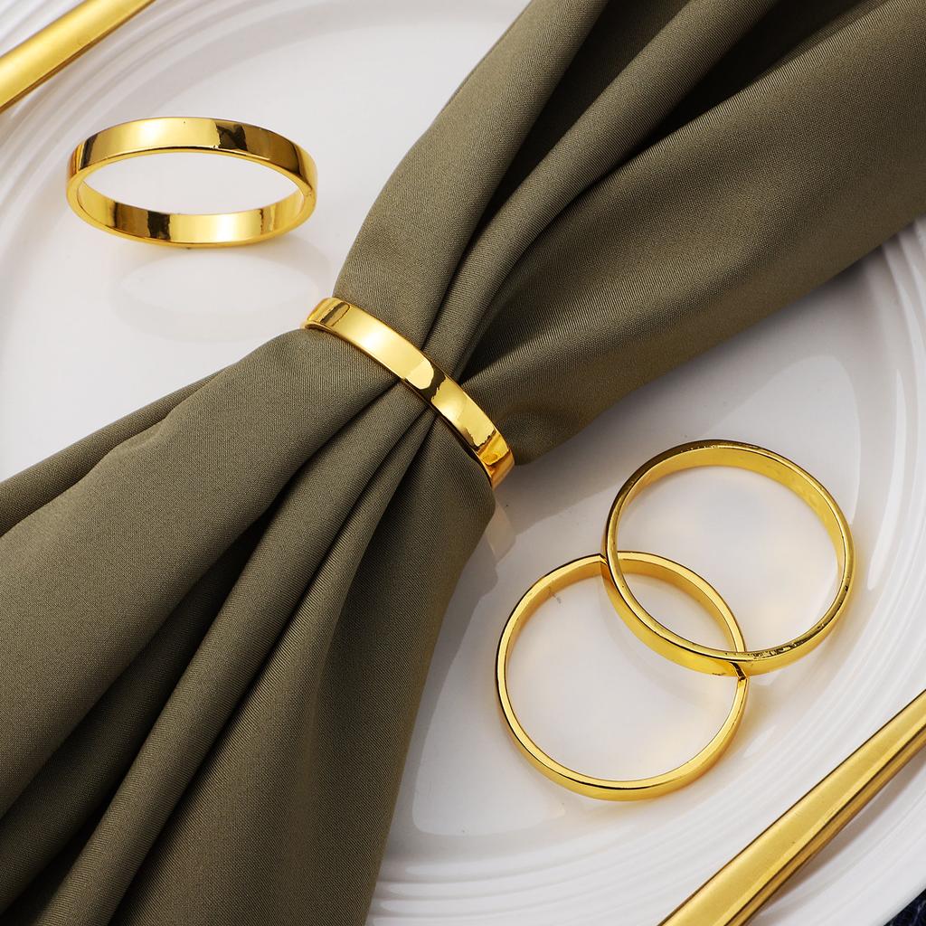 12Pcs Napkin Rings Gold Zinc Alloy Minimalist Loop Napkin Buckles Wedding Dinner Table Decorative Rings Serviette Holder