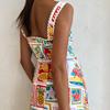 European and American Women's Clothing, New Spring Models, Personalized Graffiti Printing Suspender Tube Top Swing Dress