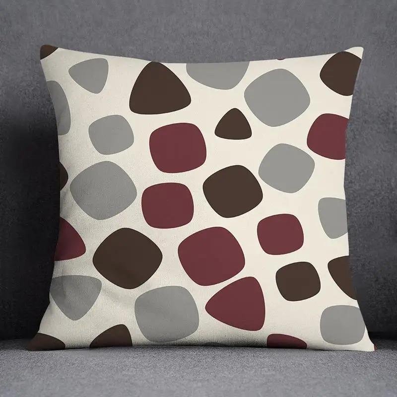 Dark Red Geometric Pattern Pillowcase Car Ornaments Office Living Room Home Pillowcase