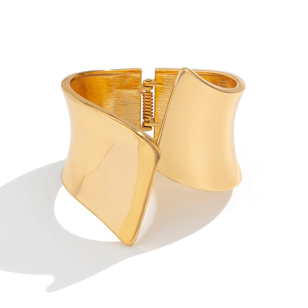 Punk Thick Chunky Irregular Geometric Cuff Wide Bangles for Women Smooth Spring Bangle Bracelets Men Jewelry Party Gifts