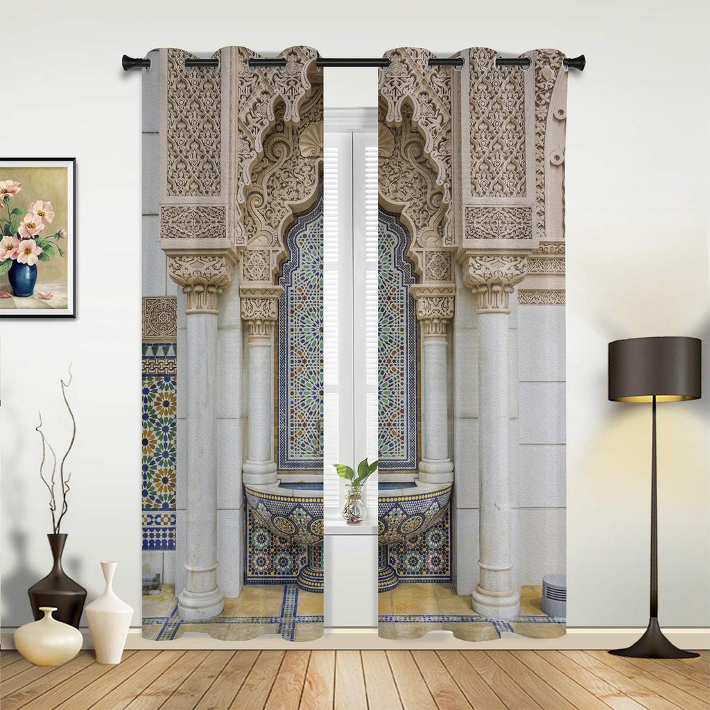 Gothic Vintage House Decorative Curtains for Bedroom Living Room Drapes Kitchen Children's Room Window Curtain Modern Home Decor