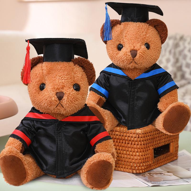 Graduation Teddy Bear with Cap & Gown - Customizable Logo Gift