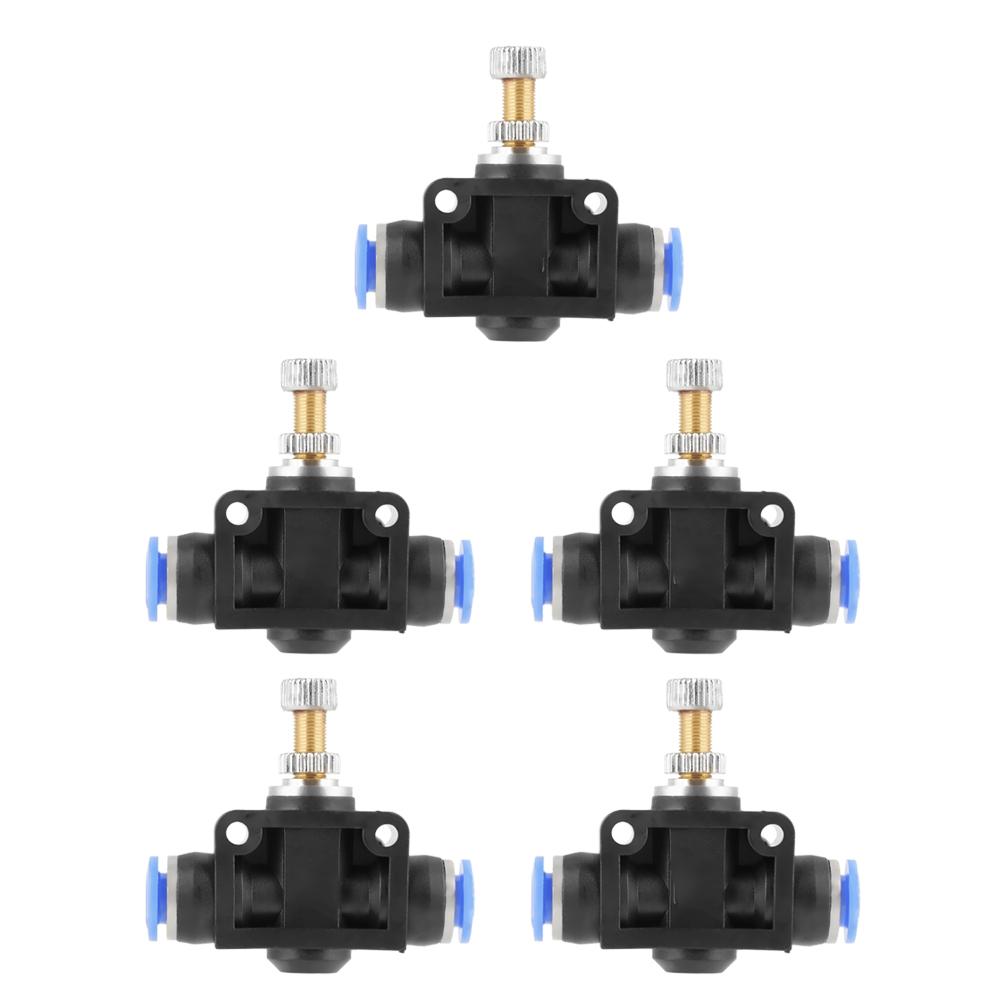 5 pcs set Push In Speed Controller 6mm Pneumatic Air Flow Control Valve Connector