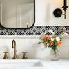 Retro Black and White Patterned Waistline Stickers for Bathroom Living Room, Entrance Hall and Home Wall Decoration