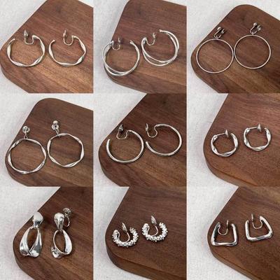 Exaggerated Plain Ring Earrings, No Earrings, Earclips, Simple High-end Earrings, Mosquito Coil Disc Design Earrings