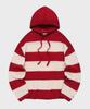FALLETT Striped Sheer Knit Hoodie Red