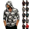 Men's Loose Fit Casual Hoodie Three Quarter Sleeve Pullover Halloween Eye Print Lightweight Sweatshirt