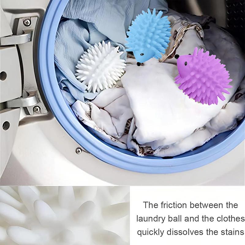 Adaptable Household Silicone Hedgehog Laundry Balls, Wash Machine Stain Remover and Anti-Tangling Agent