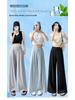 2026 Women's Ice Silk High Waist Wide-Leg Pants: Slimming, Drape, Casual, Loose, Milk Puff Style for Summer