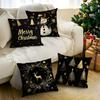 Black Gold Christmas Pillowcase Printed Polyester 45x45cm Throw Pillowcover Decorative Sofa Cushion Pillowslip Home Decor