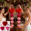 5 Pcs Set Red Pink Colors Honeycomb Party Decorations Hanging Paper Pom-Poms  Birthday Party Decor
