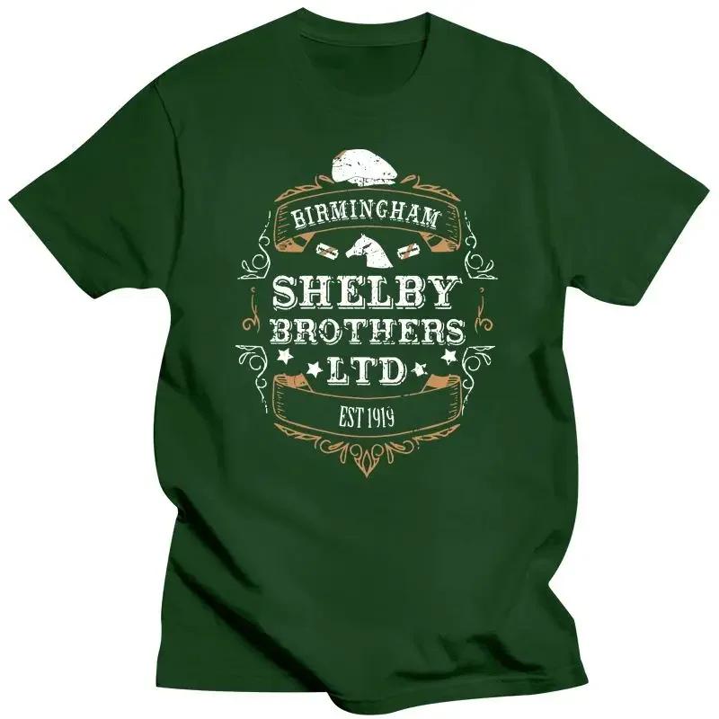 Man Clothing Vintage Peaky Blinder T Shirt Men Pure Cotton Birmingham Shelby Brothers Tshirt Sleeves O Neck T-  Mens Clothing