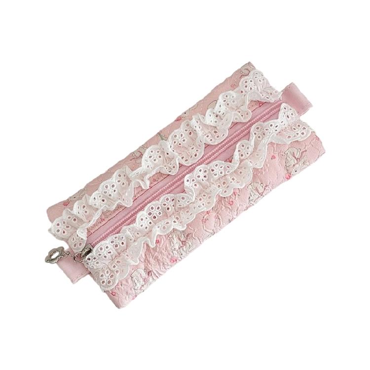 

Practical Lace Adorned Pen Bag Reinforced Polyester Fabric Fast access Slide Pocket For Daily Study Work Needs