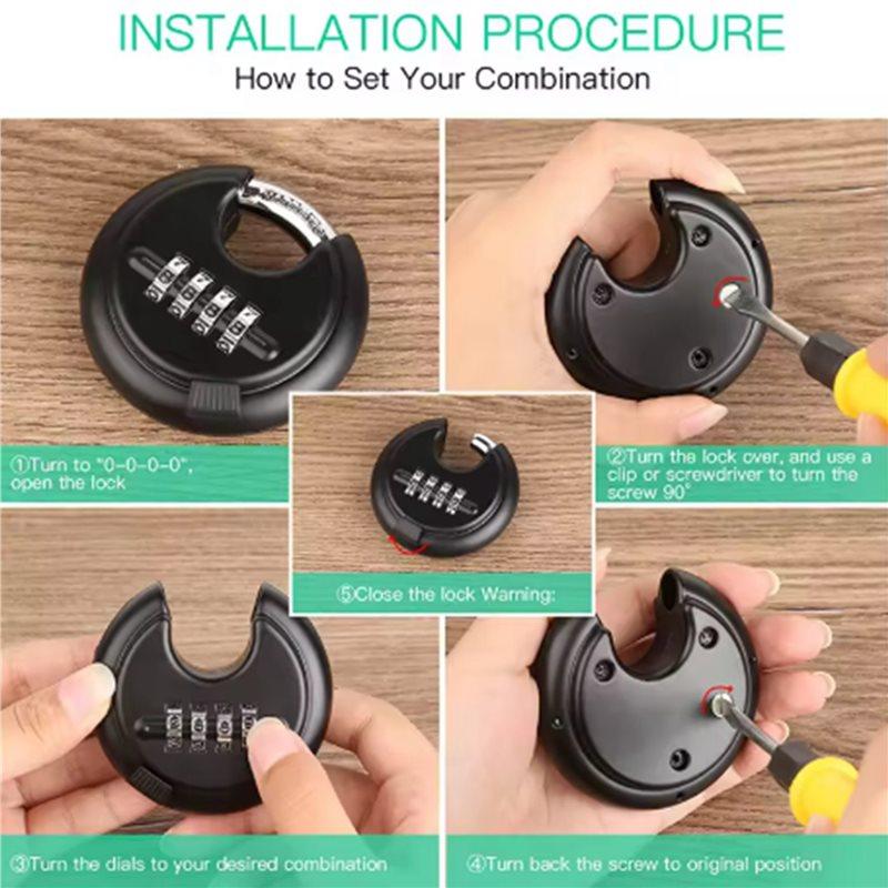 AT21-2X 4 Digit Combination Disc Padlock With Hardened Steel Shackle Combo Lock For Sheds, Storage Unit, School Gym Locker