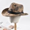 Cappello da Sole Casual da Spiaggia Primavera Estate Trilby Jazz Cappello da Cowboy con Tesa Arricciata Protezione Solare da Esterno Cappello di Paglia