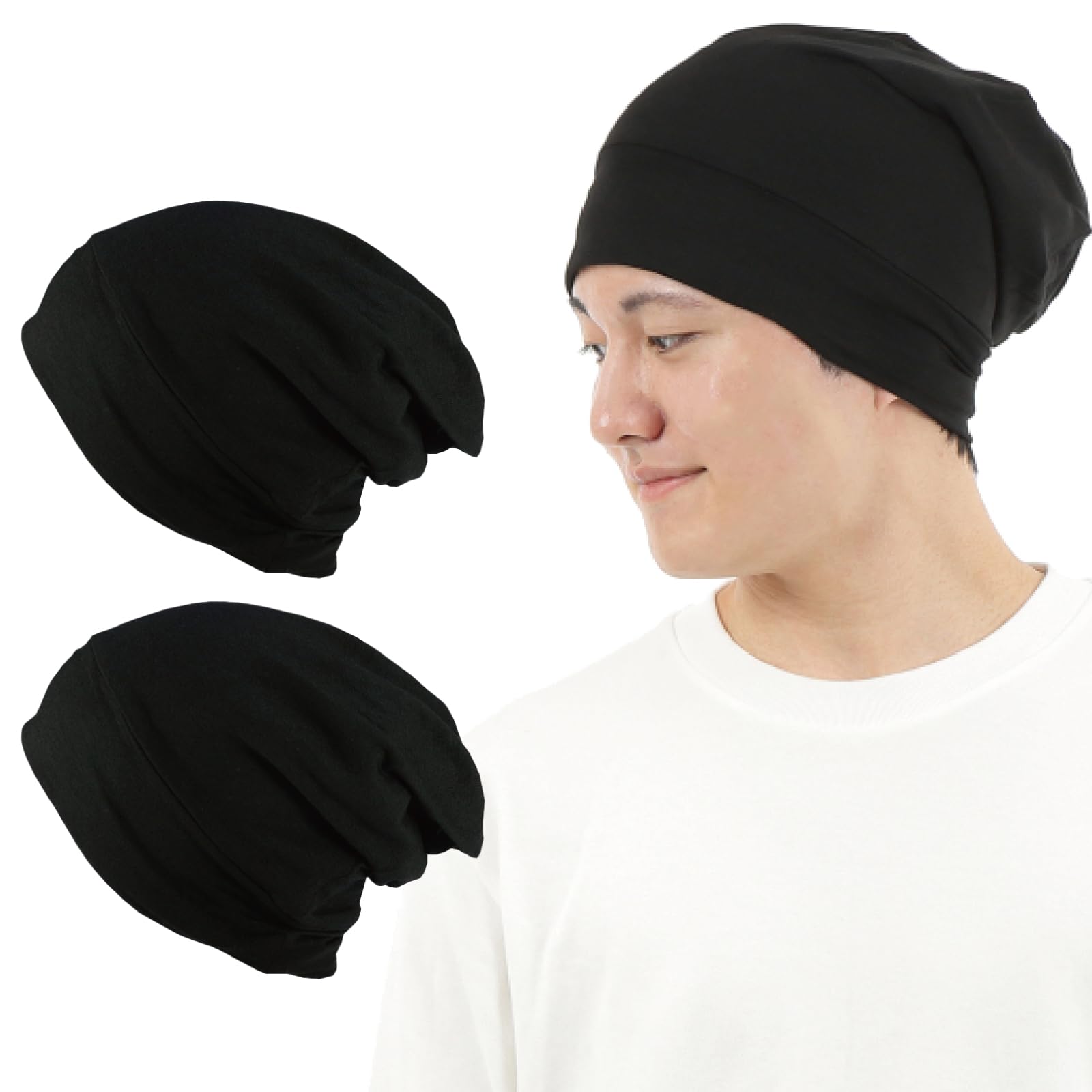 

Nightcap for sleeping hat for men set of [NIJISoRa156] men, (black, 2)