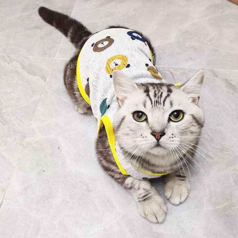 Billiges Sphynx Katze Weste T-Shirt Sommer Mesh Haustier Ärmellose Kleidung für Katzen Gotas Katten Kedi mascotas Shirts Sonnenschutzkleidung