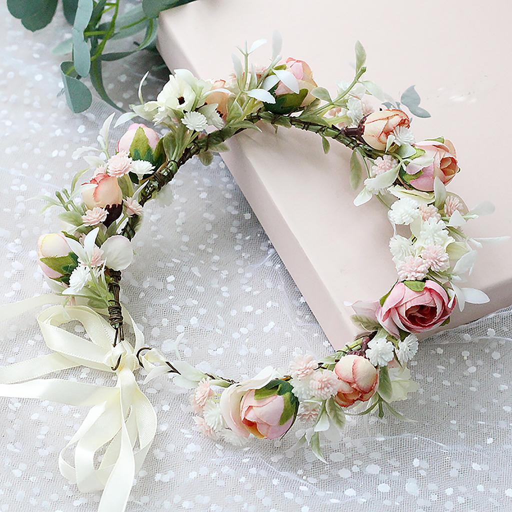 Bride Travel Flower Bridesmaid Sweet Simulation Rose Headband Flower Child Flower Crown Wedding Wreath