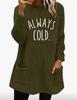 Women's European & American Style Letter Print Round Neck Loose Long Sleeve Plush Hoodie with Pockets