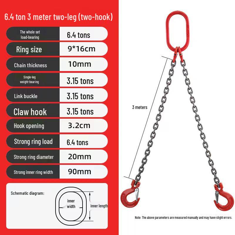 G80 Manganese Steel Hoist Chain Sling with Eye Hook - Single, Two, or Four Legs