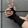 1 Pair of Black Hippie Style Fingerless Gloves, Wrist Guards, Suitable for Summer Outdoor Activities and Street Dance