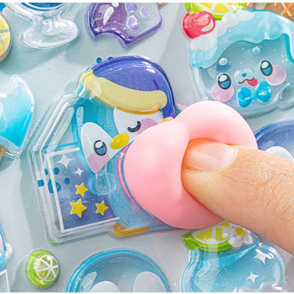 3D Design Squishy Relief Stickers Multicolor DIY Decoration Slow-Rise Squishy Stickers Cartoon Animal Ornament