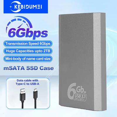 Box Esterno SSD mSATA 6Gbps Adattatore mSATA a USB 3.1 Gen2 con Porta Tipo C per Disco Rigido SSD Interno mSATA