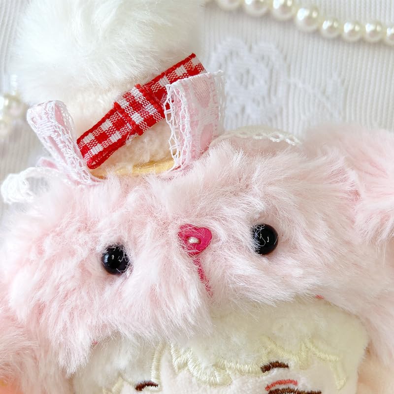 Fluffy Rabbit Kigurumi Cap for Plush Toys (10cm), Pink [Used]
